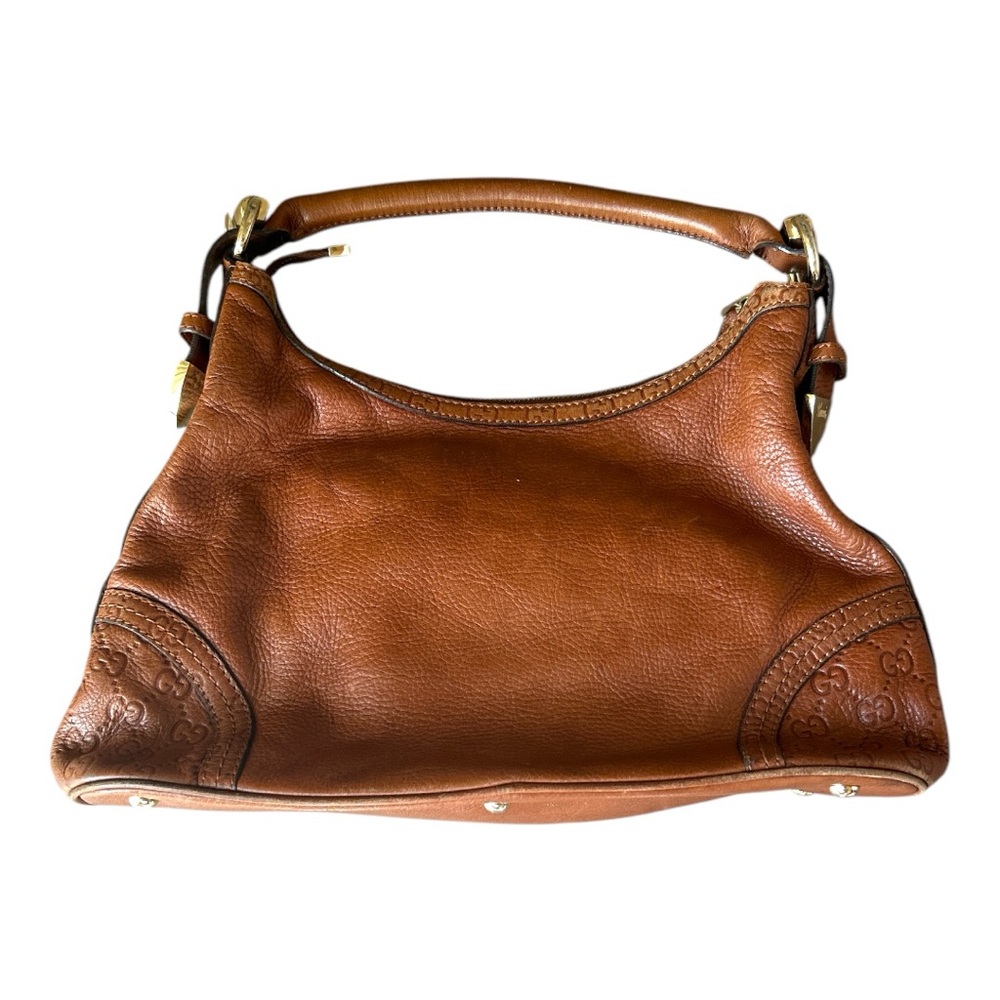 Vintage Gucci brown leather batter shoulder bag